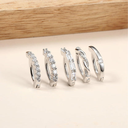 Bauchnabelpiercing Silber 925 Clicker mit Zirkonia, hypoallergen