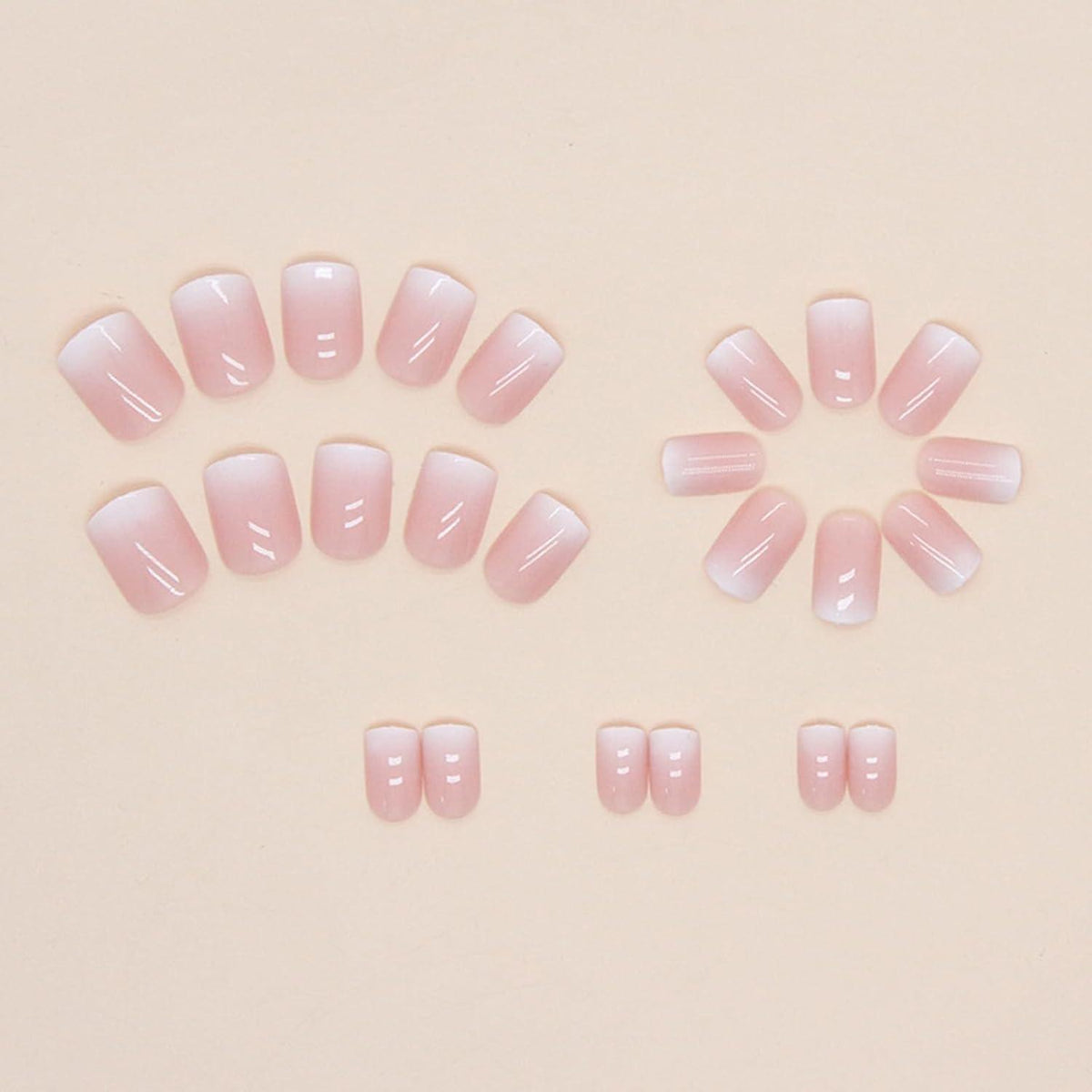24er Set Künstliche Nägel Eckig Nude Rosa Fingernägel Aufkleben French Acryl Nails