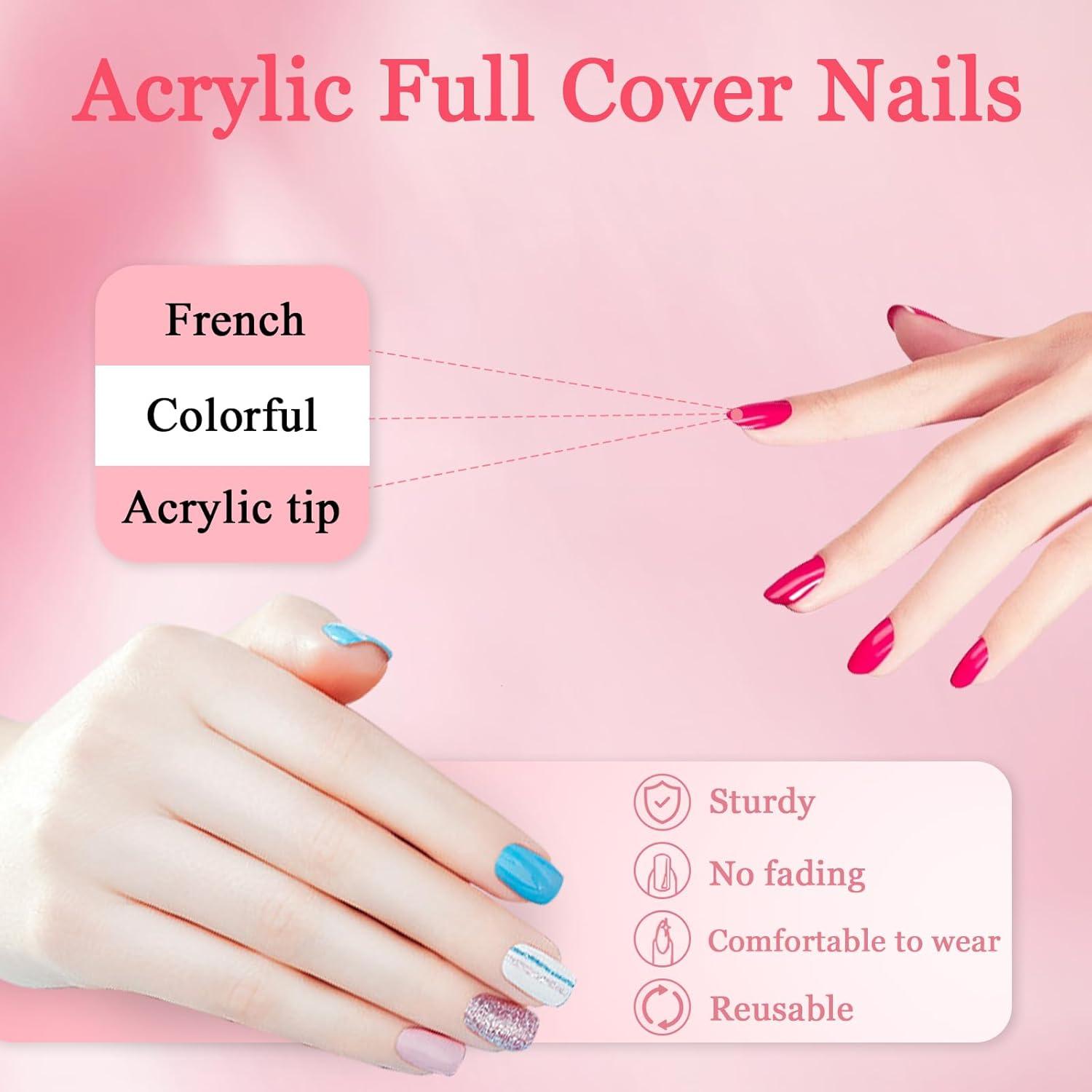 24er Set Künstliche Nägel Rosa Glitzer Press on Nails