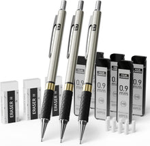 Druckbleistift Set 3 Stück 0,9 mm HB-Minen Radiergummis Etui