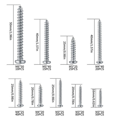 300tlg. Edelstahl Schrauben Sortiment M3-M6 mit Box