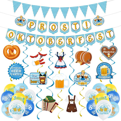 Oktoberfest Deko Set Banner Girlande Luftballons Spiraldekoration
