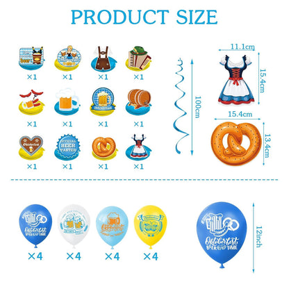 Oktoberfest Deko Set Bayern Blau-Weiß Oktoberfest Party Luftballons Girlande Spiraldekoration