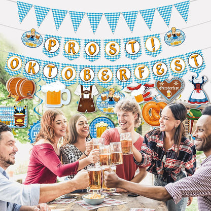 Oktoberfest Dekoration Set Banner Girlande Luftballons Spiraldekoration