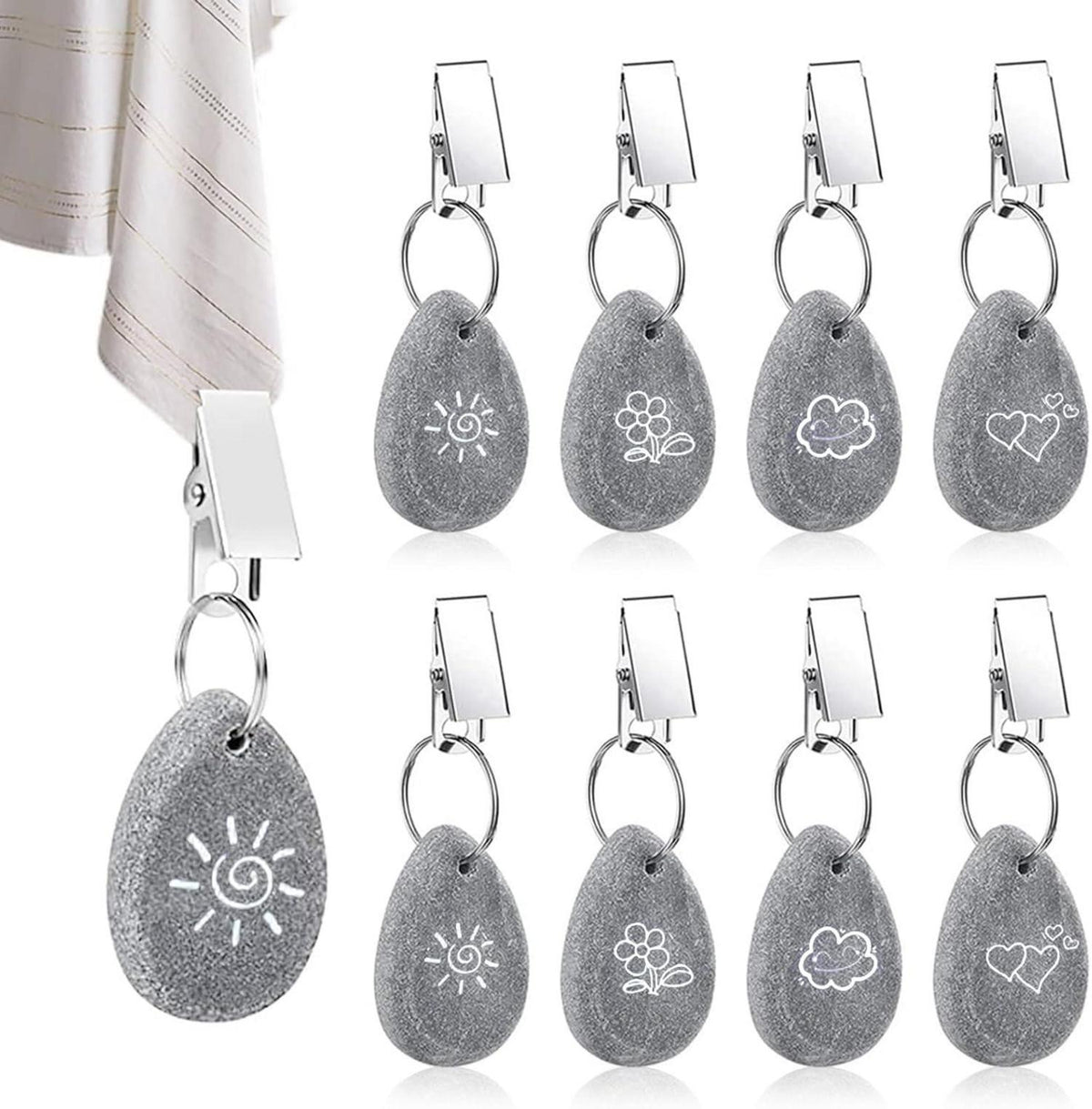 8er Set Tischdeckenbeschwerer Naturstein Klammer Hochzeit Outdoor
