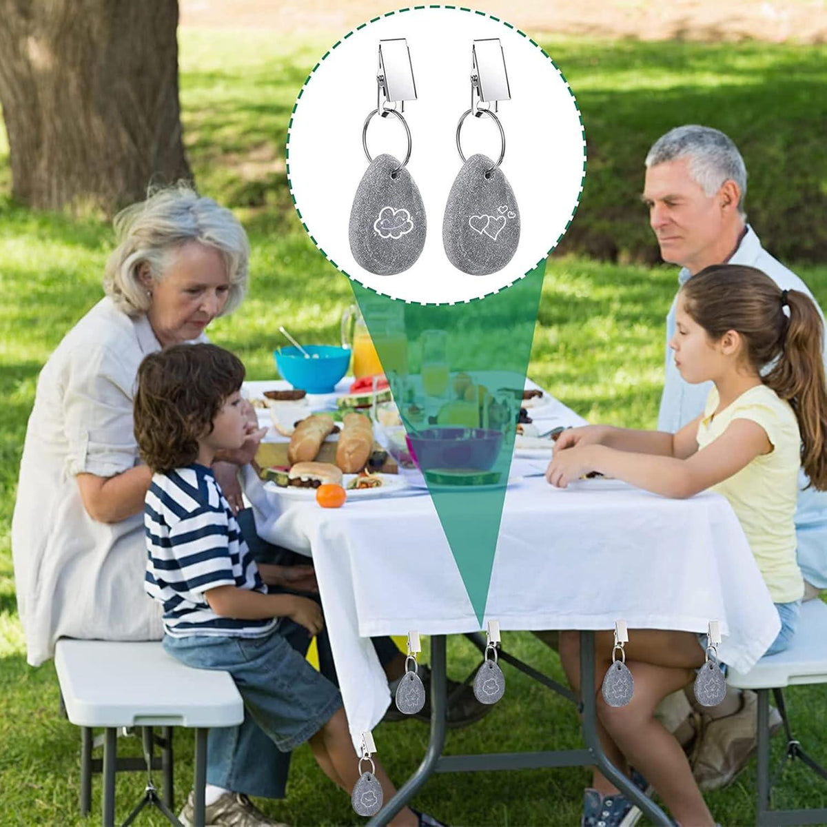 8er Set Tischdeckengewichte Marmor mit Klammer für Picknick Party Hochzeit