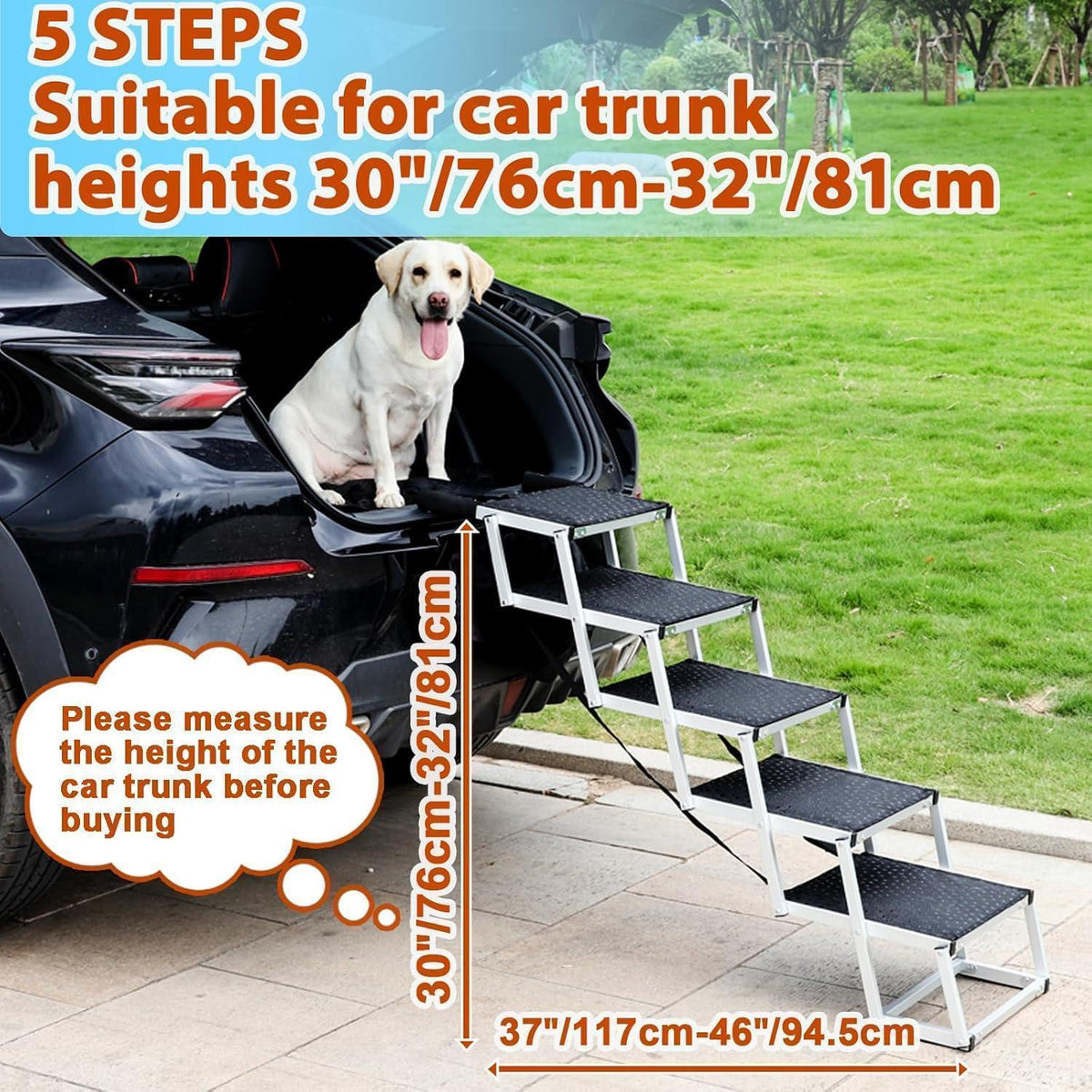 Hundetreppe für Auto & SUV – 5 Stufen, Faltbar & Verstellbar
