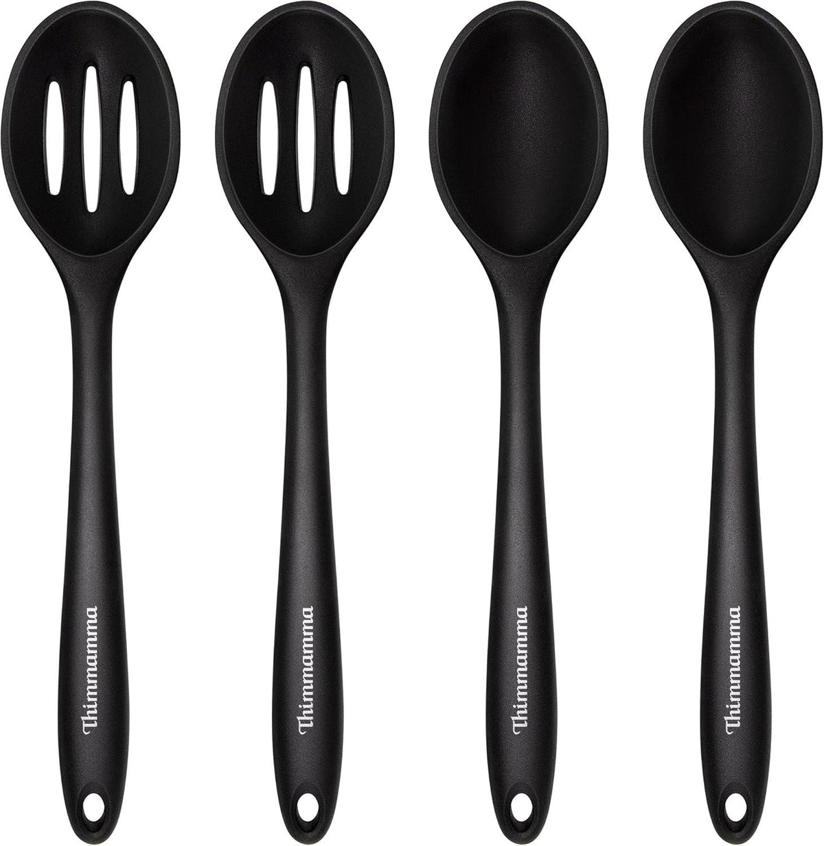 Silikon Kochlöffel Set, 4-teilig, Hitzebeständig, BPA-frei, Schwarz