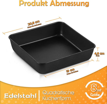 Homikit Quadratische Auflaufform Edelstahl 20cm 2er Set