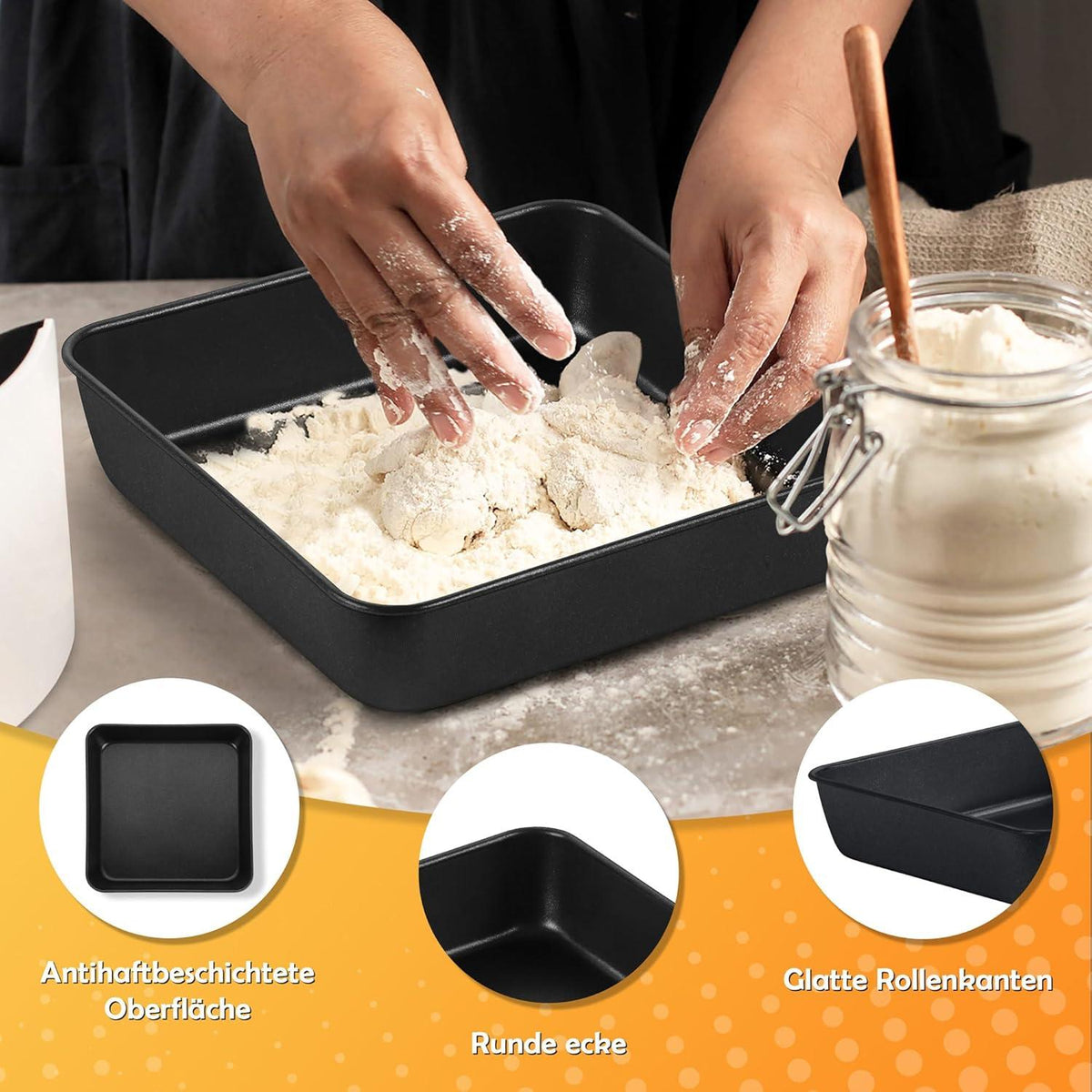 Homikit 2er Set Eckige Auflaufform Edelstahl 20cm Antihaftbeschichtet