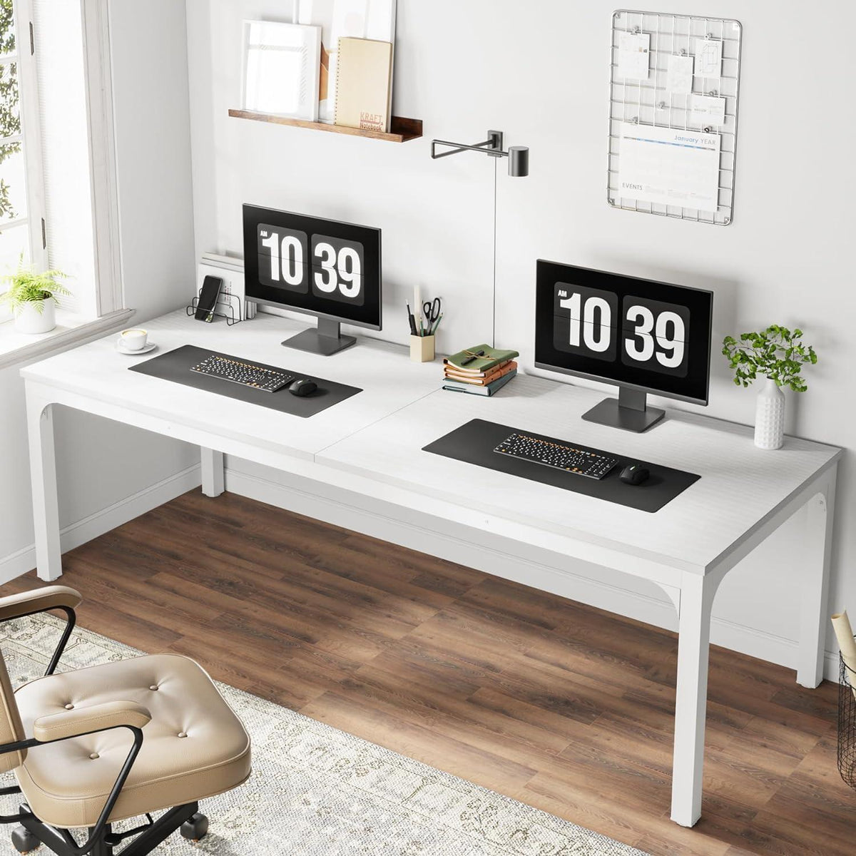 Doppelter Schreibtisch 200x70cm – Weißer Arbeitstisch für Home Office