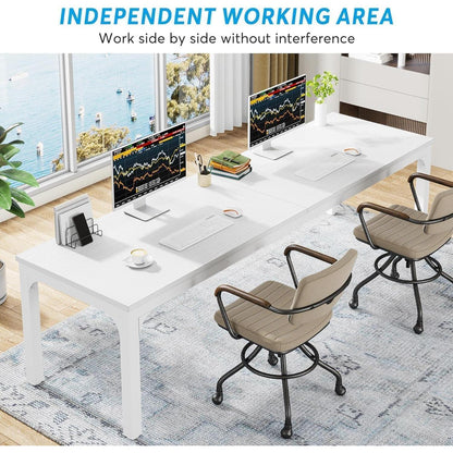 Doppelter Schreibtisch 200x70cm – Weißer Arbeitstisch für Home Office