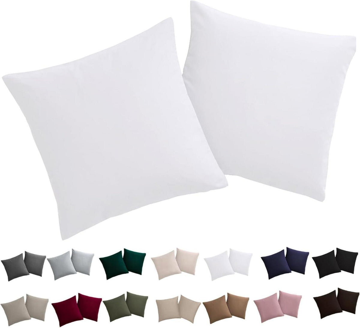 Kissenbezug Set 50x50 100% Mikrofaser weiß mit Reißverschluss