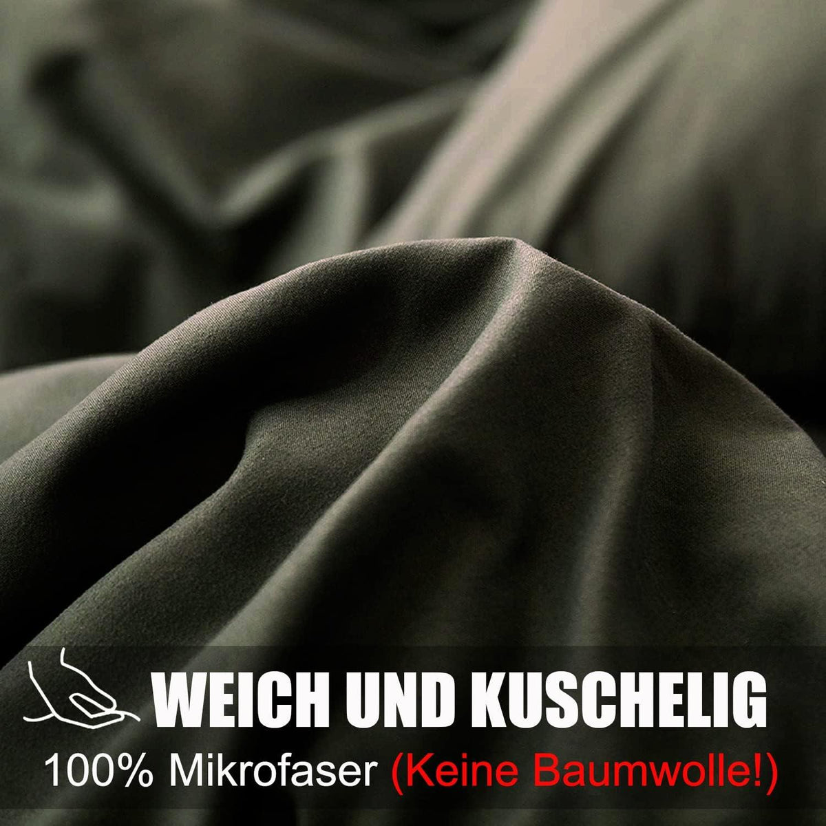 Kissenbezug 2er Set Mikrofaser bügelfrei Olivergrün 40x80 cm
