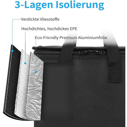 Kühltasche wiederverwendbar für Lebensmittel – Schwarz 57x35x38 cm