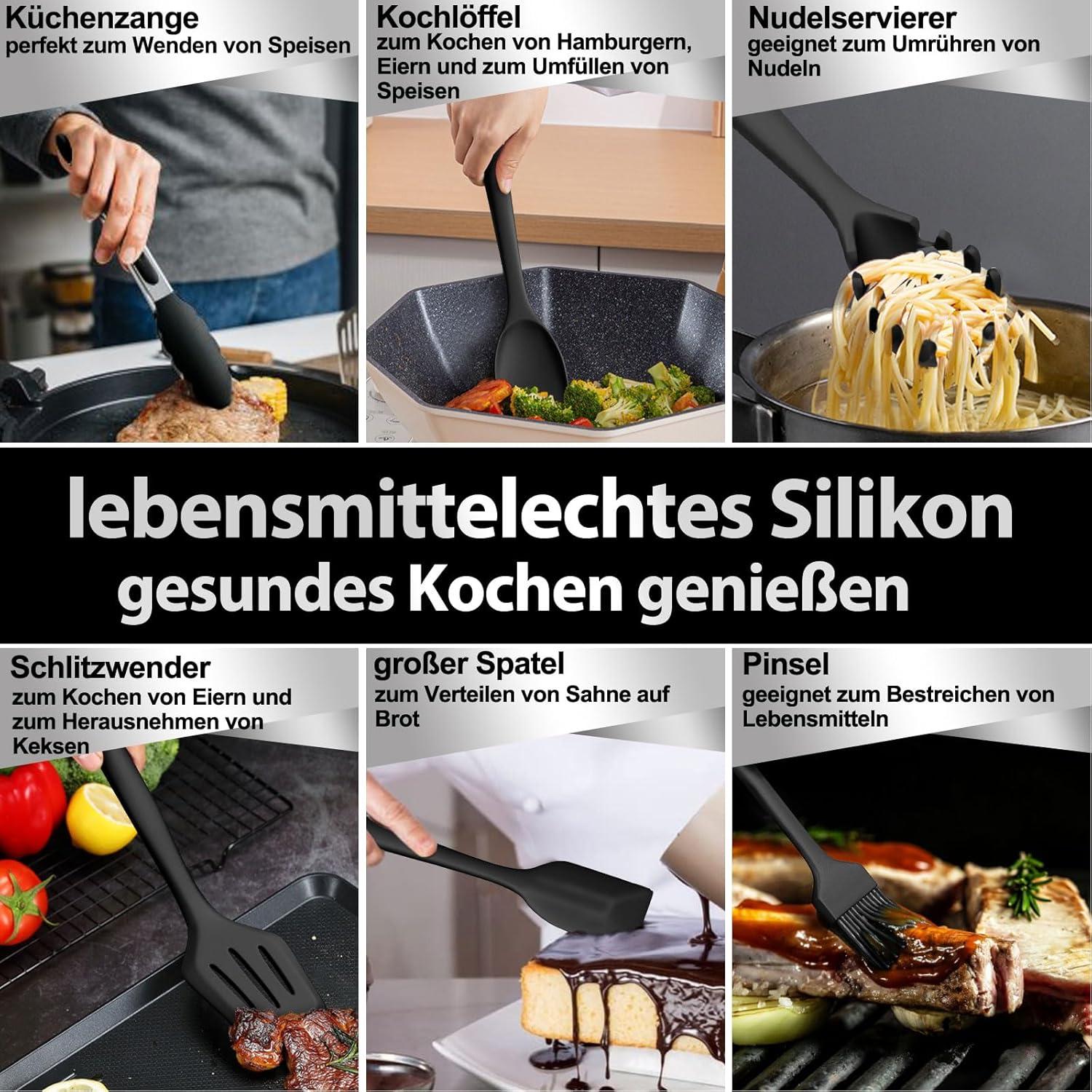 Küchenhelfer Set Silikon Kochutensilien Utensilienhalter