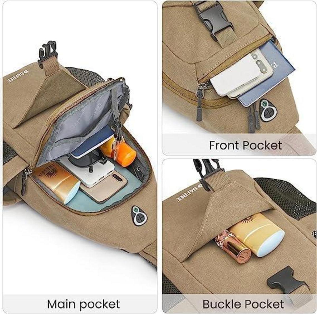 Leichte G4Free Canvas Brusttasche Sling Bag für Wandern Reise