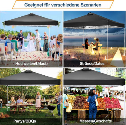 Pop-Up Pavillon 3x3m mit UV-Schutz 50+ und 4 Seitenteilen