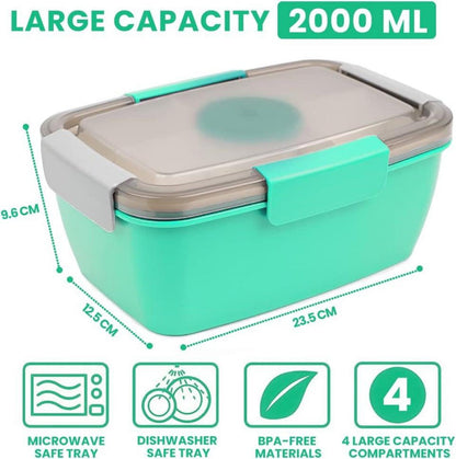 Bugucat Lunchbox Erwachsene 2000ML Set Grün Rosa