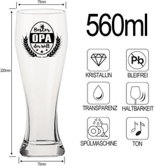 Opa Weizenbierglas bester Opa der Welt Geschenk Bierglas