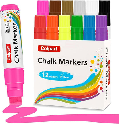 Kreidemarker Set 12 Farben - Abwaschbar Fenster & TafelMarker