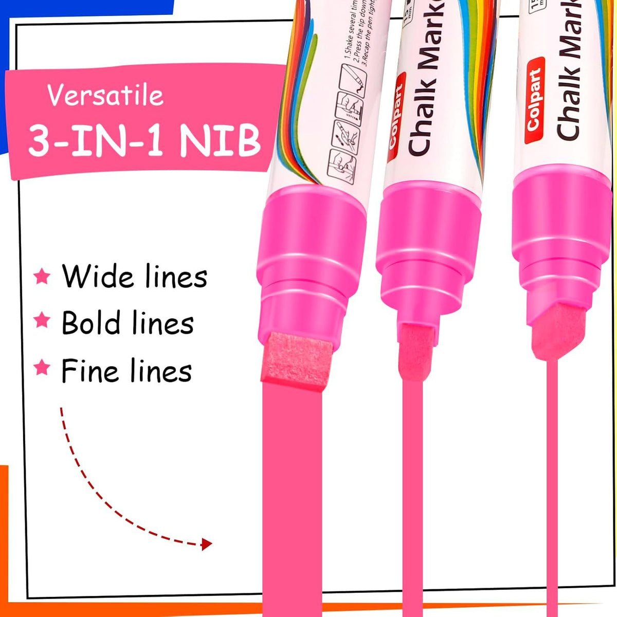 Kreidemarker Set 12 Farben - Abwaschbar Fenster & TafelMarker