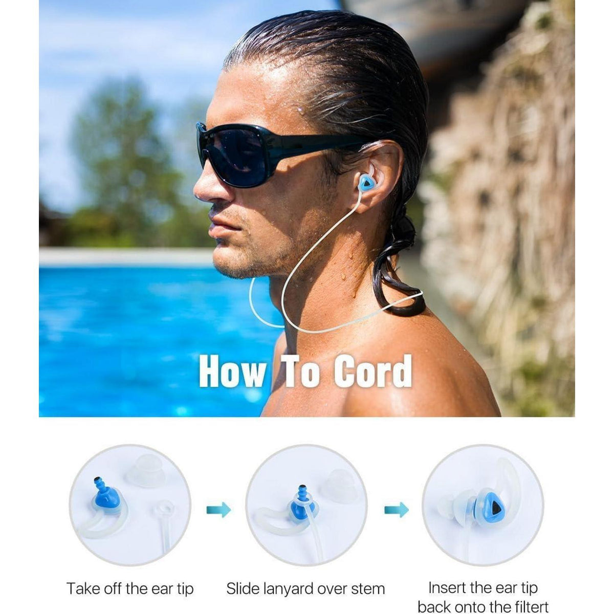 Schwimm-Ohrstöpsel mit Schlüsselband – Wasserdicht & Komfortabel