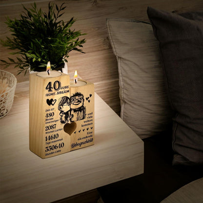 Rubinhochzeit Geschenk - Holz Kerzenständer 40. Hochzeitstag