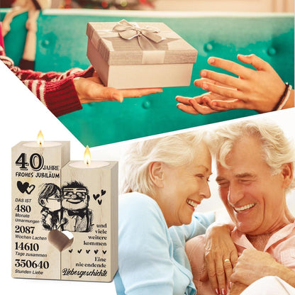 Rubinhochzeit Geschenk - Holz Kerzenständer 40. Hochzeitstag