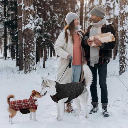 Hundemantel Winter Karo Fleece wasserdicht XS Rot