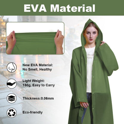 Regenponcho Unisex Wiederverwendbar 2 Stück Grün