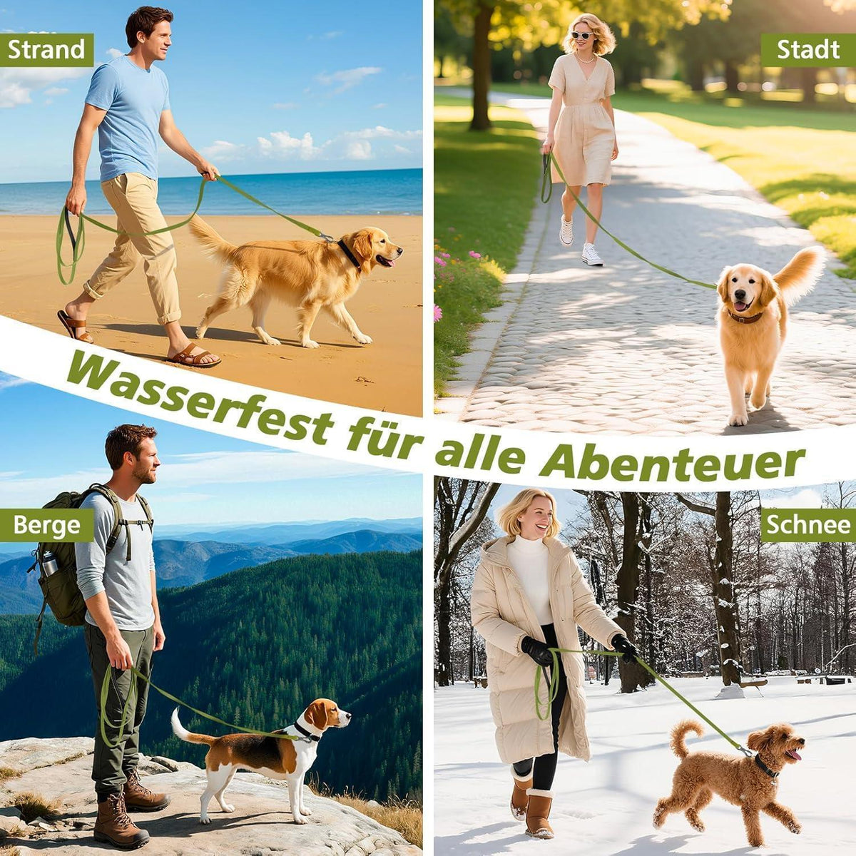 Schleppleine Grün 5M Wasserdicht mit Abschließbarem Karabiner