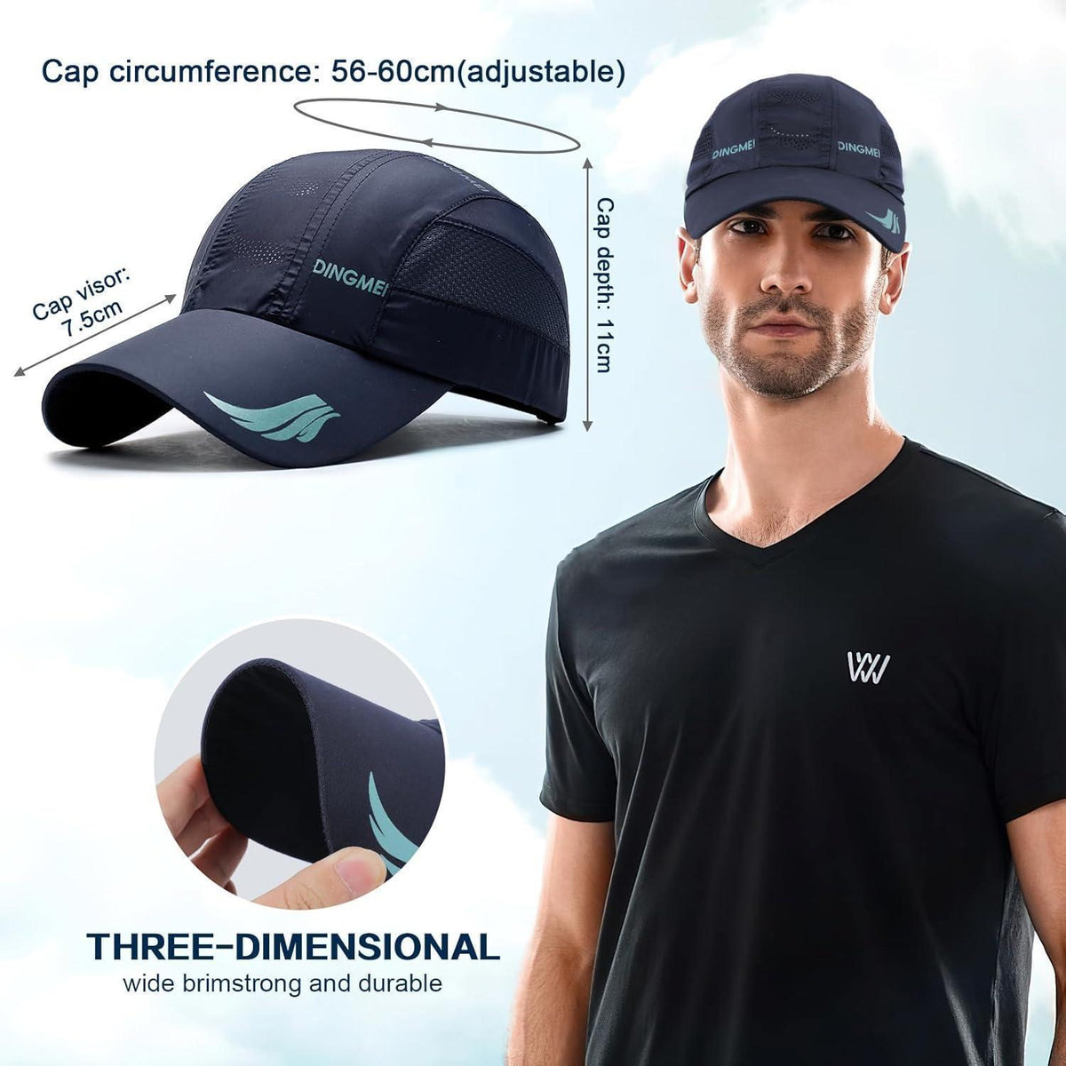2er-Set Baseball Caps Herren & Damen – Grau & Marineblau