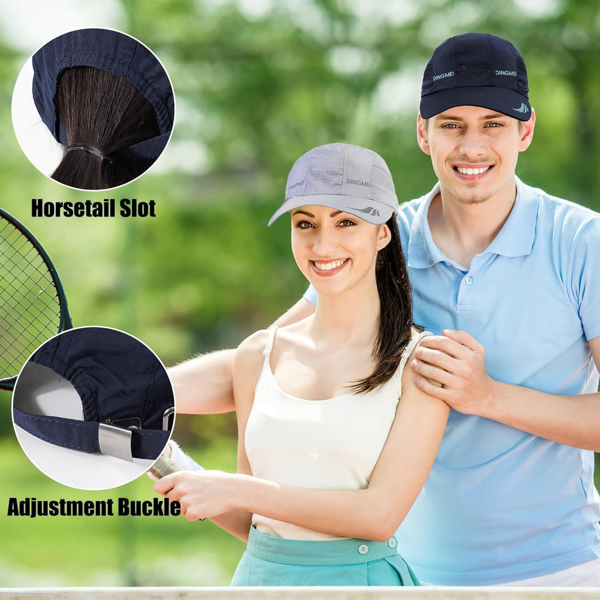 2er-Set Baseball Caps Herren & Damen – Grau & Marineblau