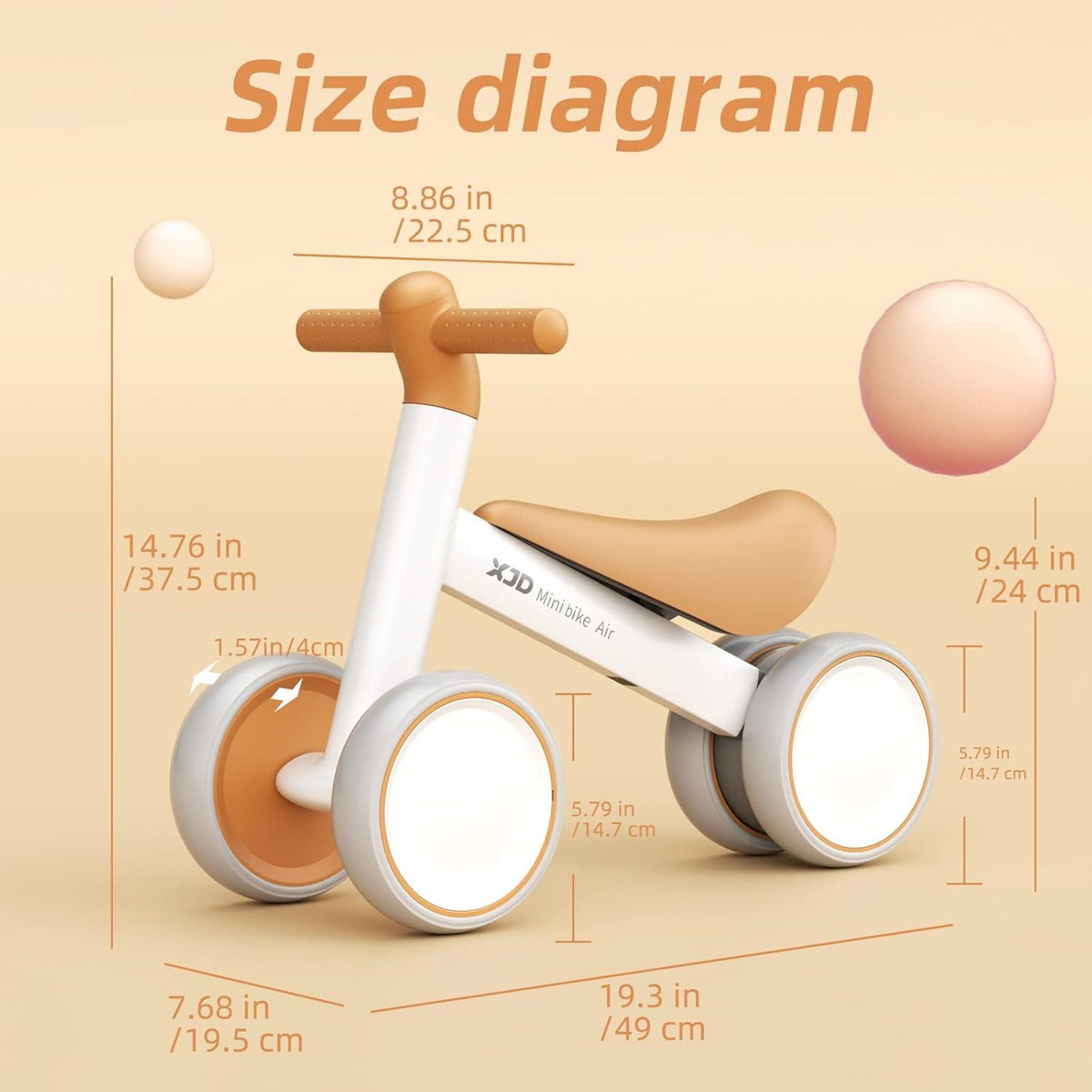 XJD Kinder Laufrad ab 1 Jahr, Balance Bike 10-24 Monate, Braun