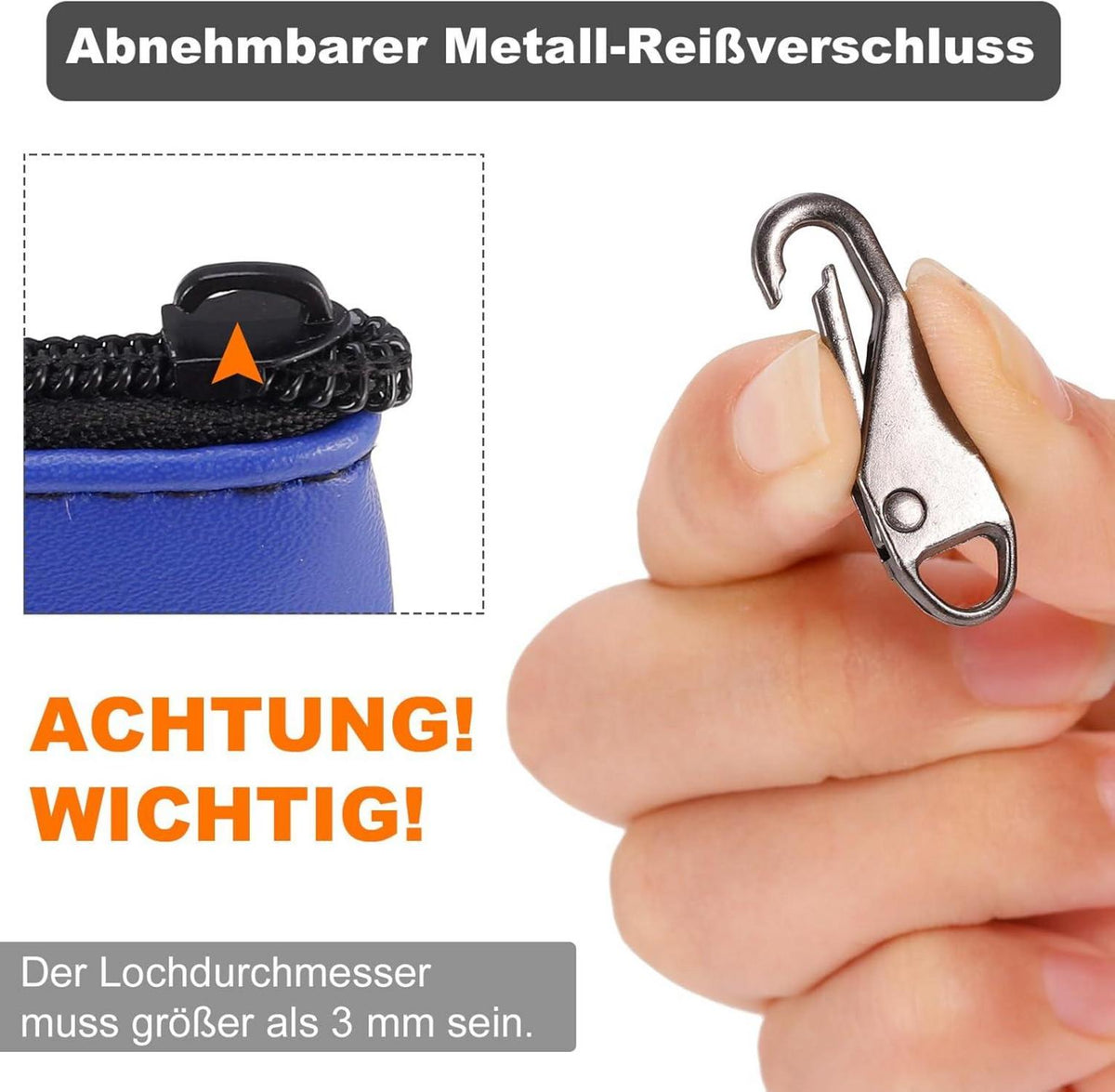 Metall Reißverschlüsse Zipper Set für Jacken & Taschen