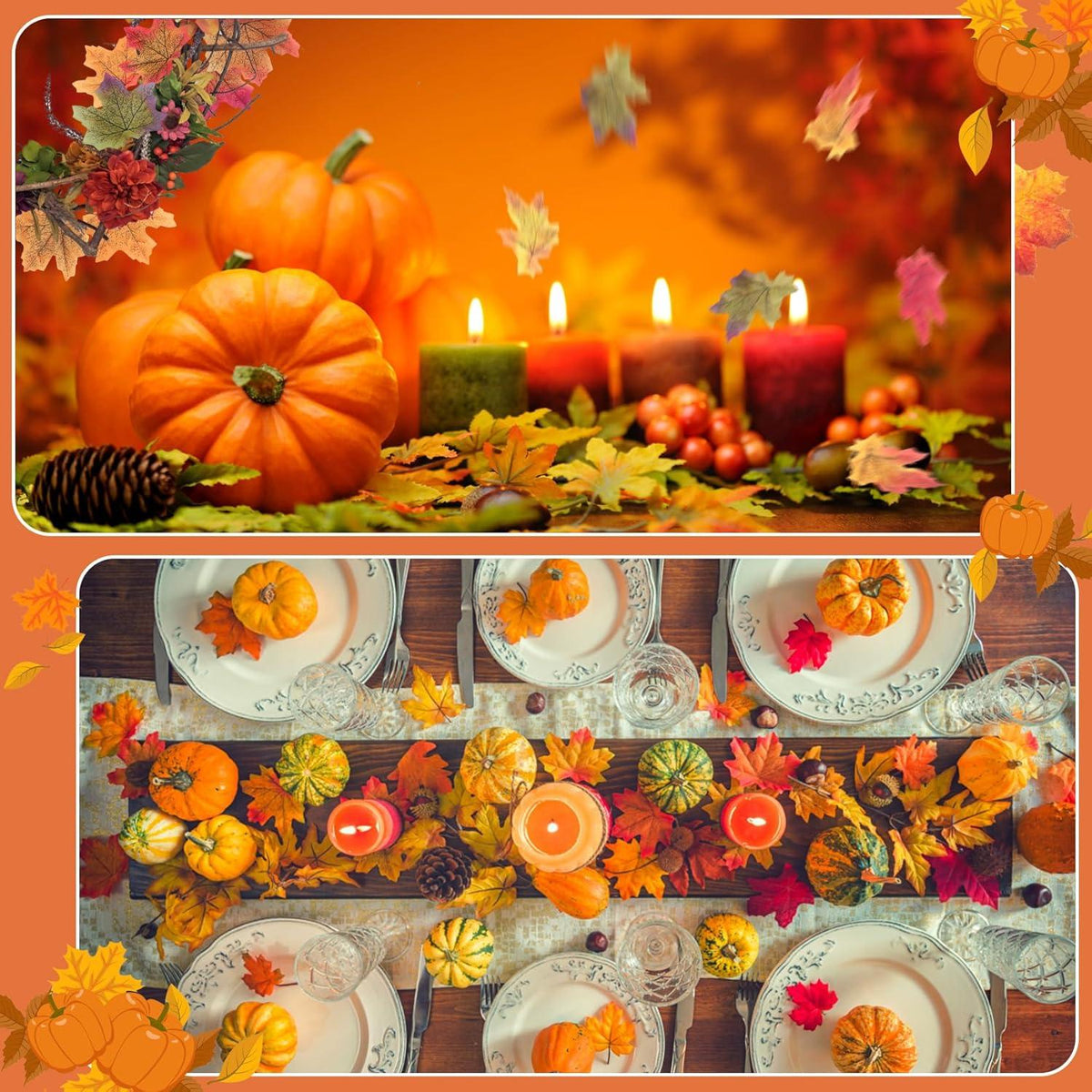 600 Stück Künstliche Herbst Ahornblätter Deko Hochzeit Party 8x8cm