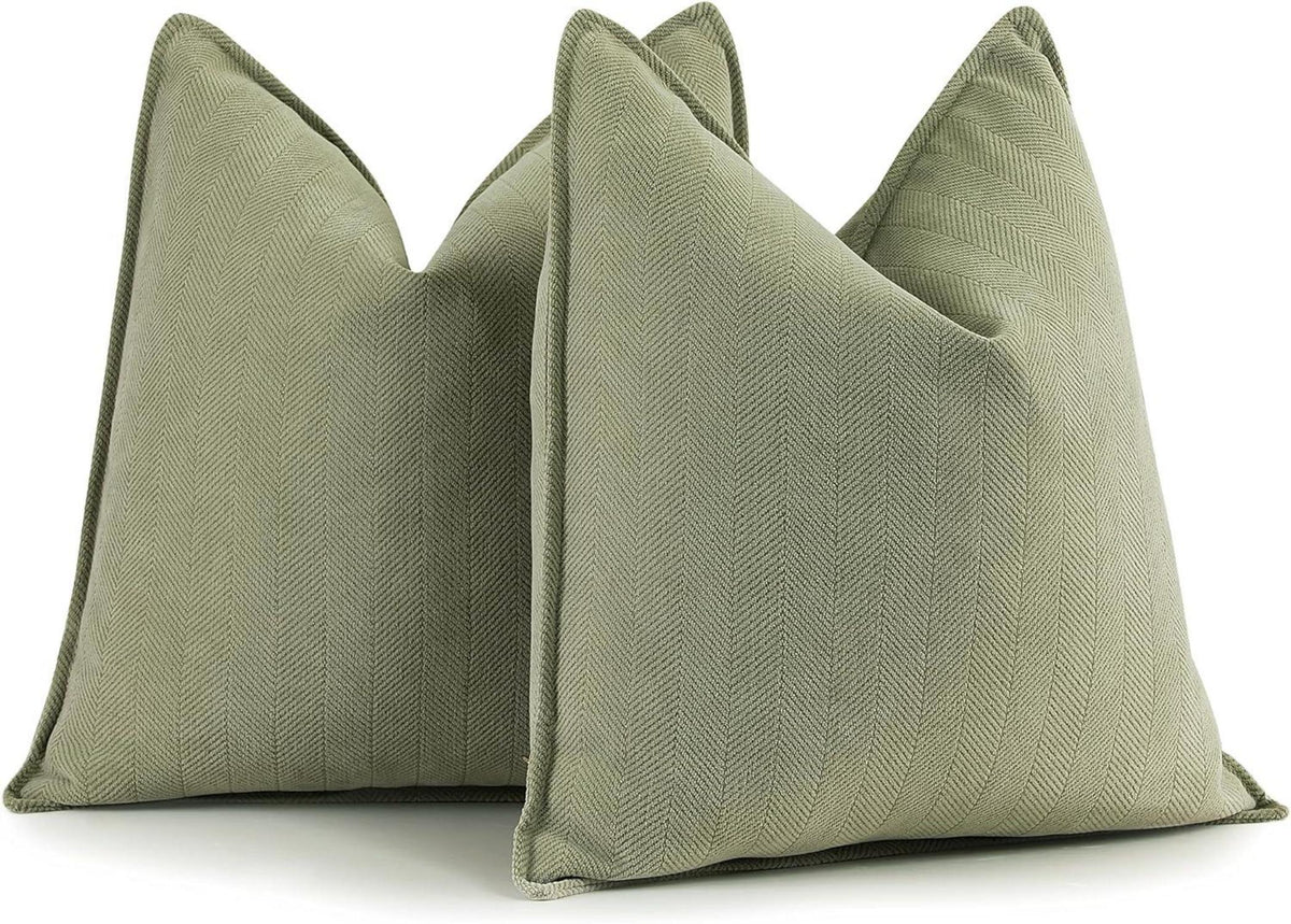 Chenille Kissenbezug 50x50 Set 2er Salbei Grün deco Sofakissen