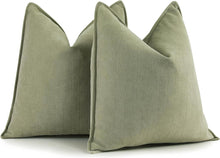 Chenille Kissenbezug 50x50 Set 2er Salbei Grün deco Sofakissen