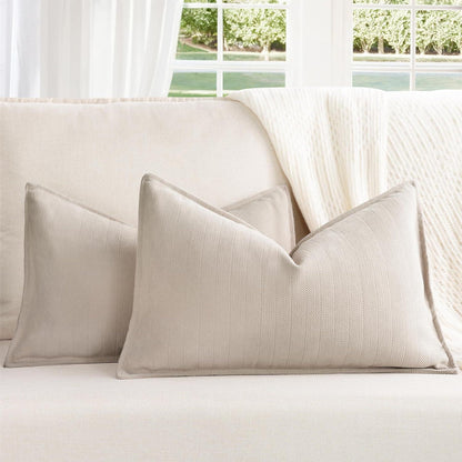 Chenille Kissenbezug 30x50 cm, 2er Set - Beige