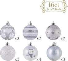6cm Weihnachtskugeln Silber Weiß, 16 Stück Christbaumkugeln