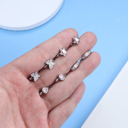 Kleine Creolen Set für Mädchen Silber Herz Stern Schmetterling 4 Paar