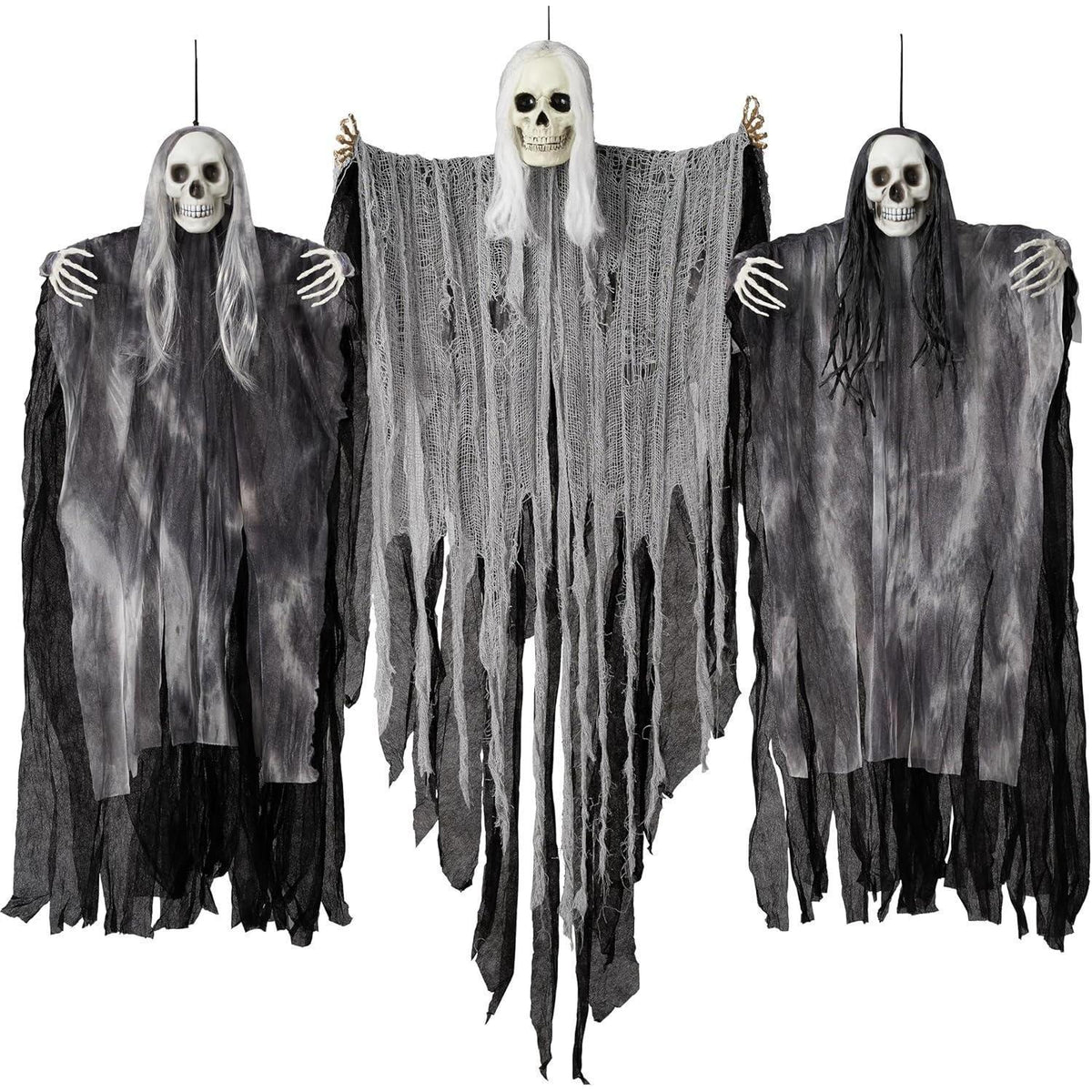 Hängende Halloween-Sensenmänner 3er-Set, 139cm & 88cm