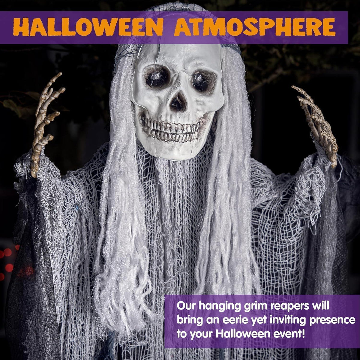Hängende Halloween-Sensenmänner 3er-Set, 139cm & 88cm