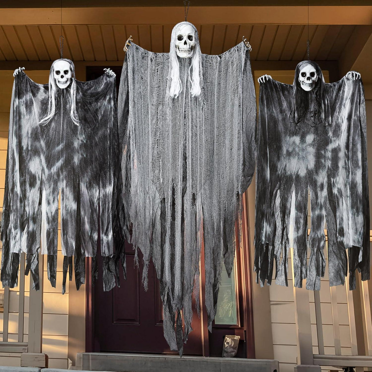 Hängende Halloween-Sensenmänner 3er-Set, 139cm & 88cm