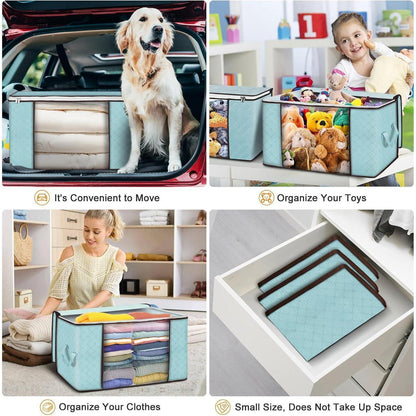 Aufbewahrungstaschen 6er Set 90L Blau mit Deckel & Fenster