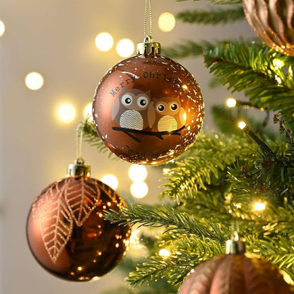 Weihnachtskugeln 12er Set 8cm Bronze Waldland Thema Bruchfest