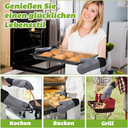 Silikon Ofenhandschuhe Topflappen Set hitzebeständig rutschfest