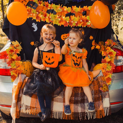 Künstliche Herbstblätter Girlande 2 Stück + 4 Haken 175cm Halloween Deko