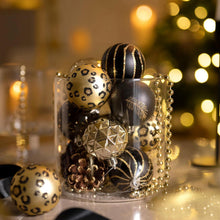 Weihnachtskugeln Schwarz Gold 16er Set 6cm Bruchfest mit Aufhänger